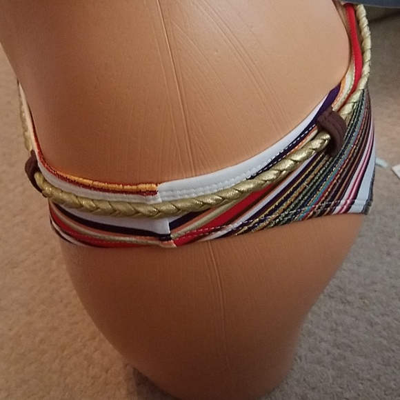 NWT Sundance multi stripe gold belt retro pant S - Picture 3 of 5